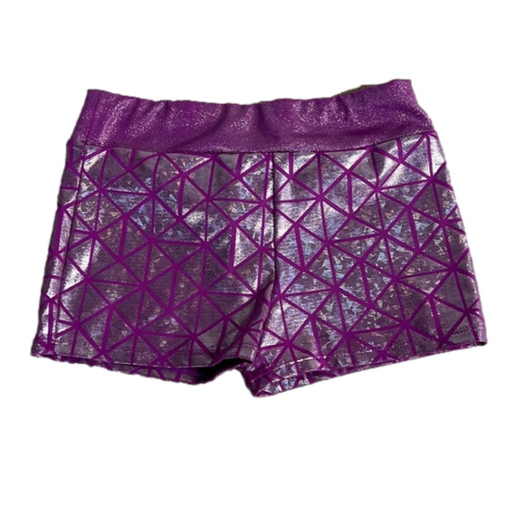 𝅺Silver and Purple Girls Athletic Shorts - Picture 1 of 3